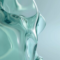 Poster - Abstract close-up of flowing translucent glass sculpture showcasing intricate curves and reflections on a light background