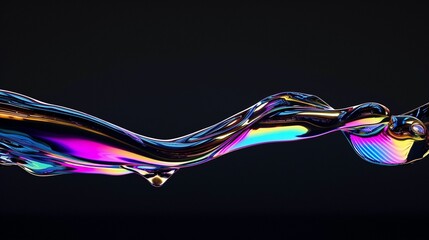 Poster - Colorful liquid wave on a dark background showcasing vibrant patterns and fluid motion in artistic representation