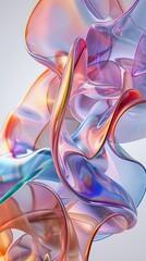 Poster - Colorful abstract design featuring swirling translucent shapes illuminated by soft light in a tranquil setting