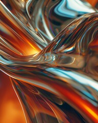 Poster - Abstract swirling patterns of glassy material illuminated by warm light in an artistic composition