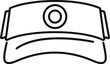 © anatolir - Simple black and white vector icon of a sun visor hat with a round badge for branding