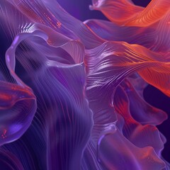 Poster - Colorful abstract shapes and textures with flowing forms in a purple and orange gradient