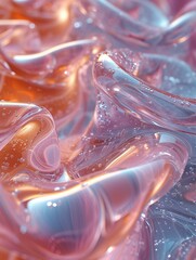 Poster - Colorful abstract liquid waves with bubbles creating a captivating texture in bright hues