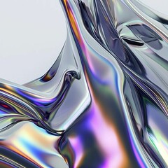Poster - Abstract metallic texture with vibrant colors reflecting light in a smooth and flowing design