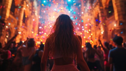 Wall Mural - Woman Enjoying A Music Festival