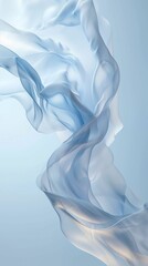 Poster - Delicate blue fabric swirling gracefully against a soft light background creating an ethereal floating effect
