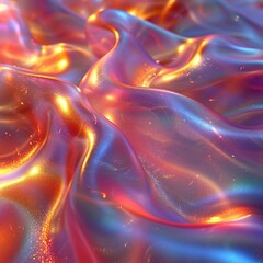 Poster - Colorful abstract waves of liquid-like texture with luminous highlights in a dynamic flow