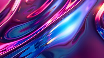 Poster - Colorful waves of abstract light create a mesmerizing digital design in vibrant hues of pink and blue