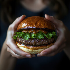 Wall Mural - Burger in Hands.