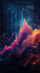 Wall Mural - Abstract Modern Stock Market Design with Digital Graphs  