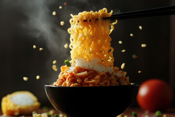 Wall Mural - Spicy Noodles Bowl.