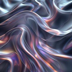 Poster - Shimmering waves of translucent fabric with colorful reflections in soft light