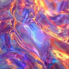 Poster - Vibrant abstract texture with swirls of purple, orange, and blue reflecting light in a mesmerizing display