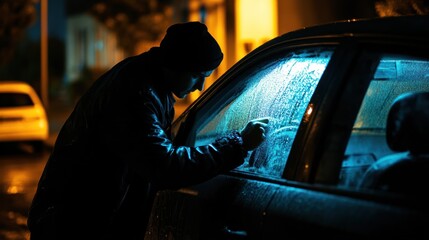 Mysterious Figure Peering Through a Car Window