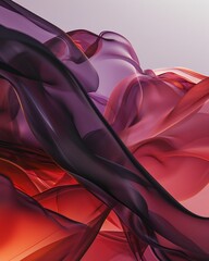Poster - Abstract flowing layers of red and purple fabric create a dynamic visual texture in an artistic composition