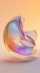 Poster - Abstract glass sculpture displaying vibrant colors against a soft gradient background in natural light