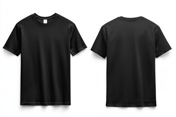 Poster - Black Tshirt Mockup Front and Back Isolated created with Generative AI