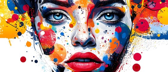 Wall Mural - abstract colorful woman portrait with blue eyes