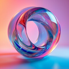 Poster - Colorful abstract glass sculpture displayed against a vibrant gradient background in a creative art setting