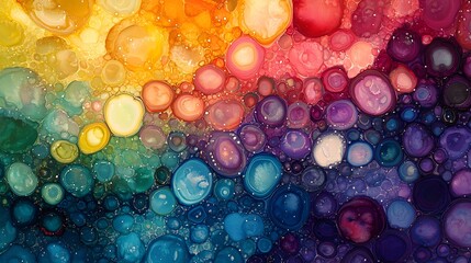 Sticker - Abstract Rainbow Swirl Acrylic Painting Colorful Circles Background