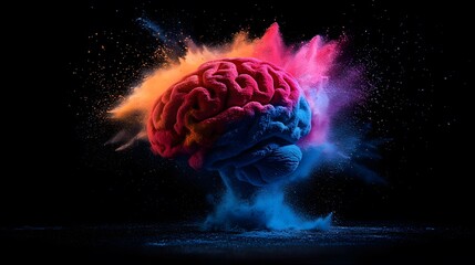 Wall Mural - Brain Explosion With Colorful Powder