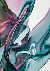 Poster - Whimsical abstract shapes blending soft pastel colors in a fluid, dynamic pattern against a light background