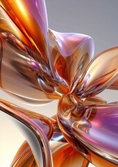 Poster - Abstract glass sculpture with flowing shapes and vibrant colors illuminated softly in a contemporary setting