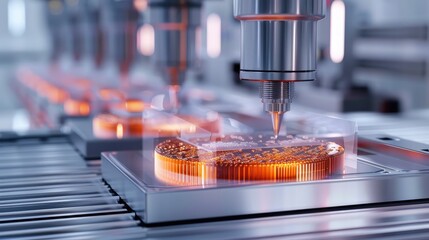 Leinwandbilder - Polishing stage in the chip manufacturing process, emphasizing polishing technology. Generative AI.