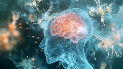 Poster - Holographic virtual model displaying the progression of Alzheimer s disease and various treatment options for healthcare professionals and researchers to analyze and explore