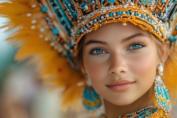 Sticker - Young Woman in Traditional Headdress