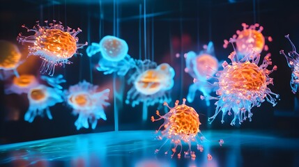 Poster - holographic display demonstrating the advanced immunotherapy techniques and their potential impact o