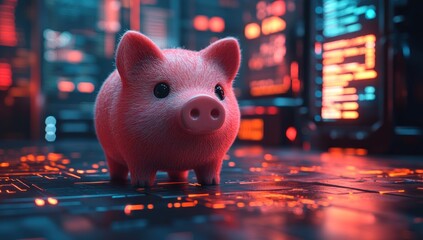 Poster - Piggy Bank in a Futuristic Setting