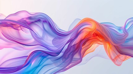 Poster - Colorful flowing abstract fabric waves in soft light creating a serene artistic atmosphere