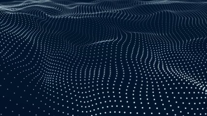 Leinwandbilder - Dynamic wave with many dots. Abstract motion background of colored dots. Technology or science. 3d rendering Seamless loop. 4K	
