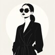 © Wavezaa - Artistic female model in monochrome outfit, flat design illustration