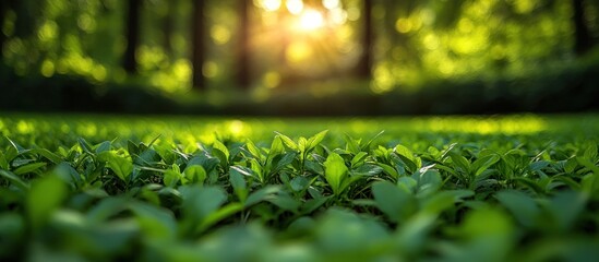 Canvas Print - Sunlight Filtering Through Green Foliage