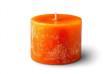 Candle, orange color, white background