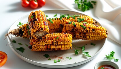 Wall Mural - Grilled corn is a regional food in Southeast Asia that is often sold on the side of the road