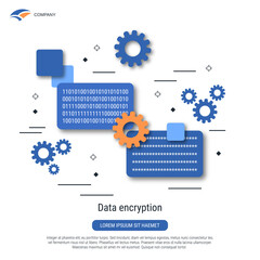 Wall Mural - Data encryption, information protection, coding flat style vector concept illustration