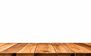 empty wooden table white background. Pedestal for Product Showcase