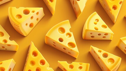 Cheese slice background, cheese texture, cheese slice pile. Vector illustration.