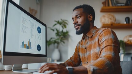 Canvas Print - Young Professional Analyzing Data on Computer