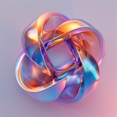 Poster - Colorful abstract sculpture made of intertwining shapes floating against a soft gradient background