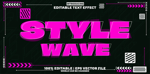 Poster - Style wave editable text effect in modern trend style