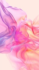 Poster - Colorful swirls of smoke or fabric create an abstract pattern against a soft pink background in tranquil hues