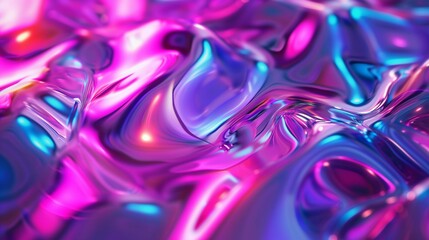Poster - Colorful abstract texture of liquid with vibrant purple, pink, and blue hues reflecting light in an artistic display