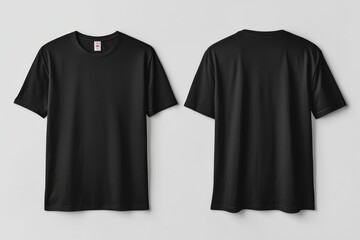 Canvas Print - Black Tshirt Mockup Front and Back Isolated created with Generative AI