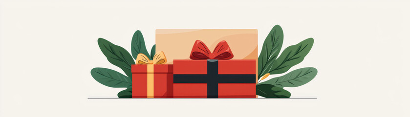 Christmas gifts, fast delivery icons, flat design illustration