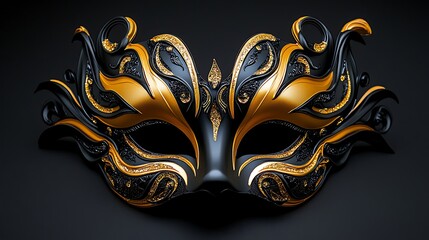 Wall Mural - there is a black and gold mask with gold accents on a black background