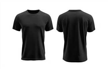 Wall Mural - Design for a plain black t-shirt mockup on transparent background. Front and back views. Stock